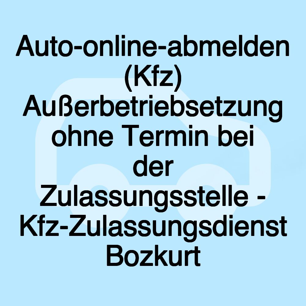 Auto-online-abmelden (Kfz) Außerbetriebsetzung ohne Termin bei der Zulassungsstelle - Kfz-Zulassungsdienst Bozkurt