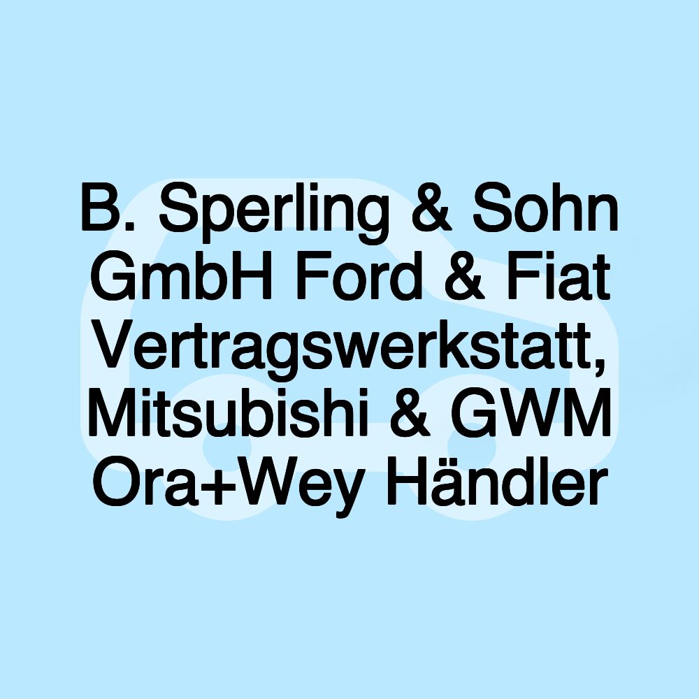 B. Sperling & Sohn GmbH Ford & Fiat Vertragswerkstatt, Mitsubishi & GWM Ora+Wey Händler