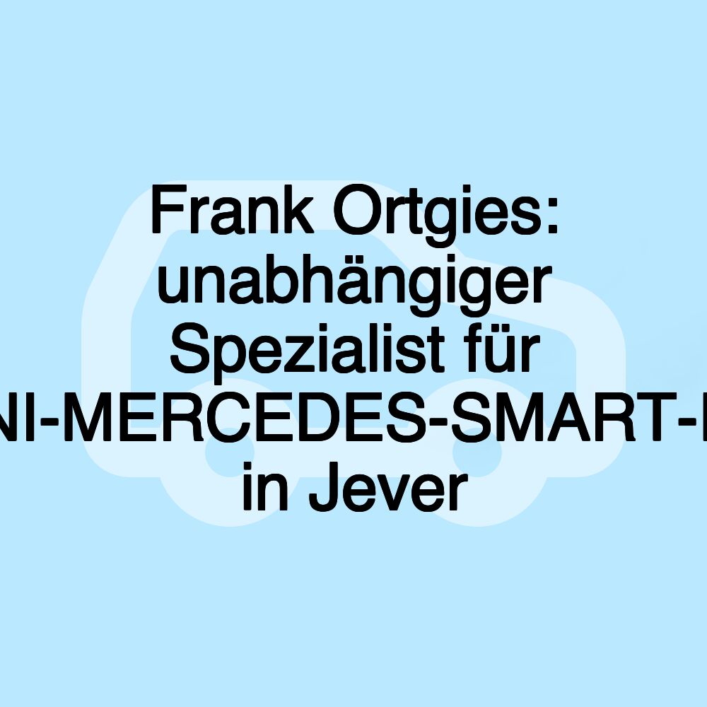 Frank Ortgies: unabhängiger Spezialist für VW-AUDI-SEAT-ŠKODA-BMW-MINI-MERCEDES-SMART-FORD-OPEL-PEUGEOT-CITROËN in Jever