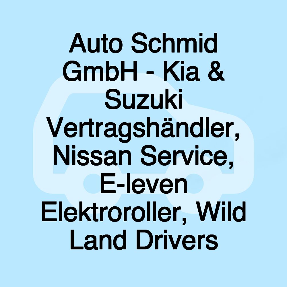 Auto Schmid GmbH - Kia & Suzuki Vertragshändler, Nissan Service, E-leven Elektroroller, Wild Land Drivers