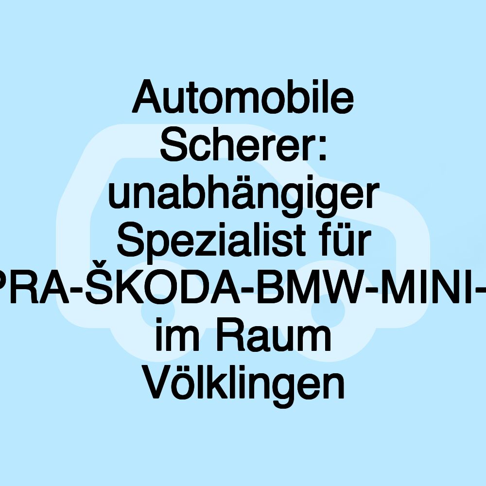 Automobile Scherer: unabhängiger Spezialist für VW-AUDI-SEAT-CUPRA-ŠKODA-BMW-MINI-MERCEDES-SMART im Raum Völklingen