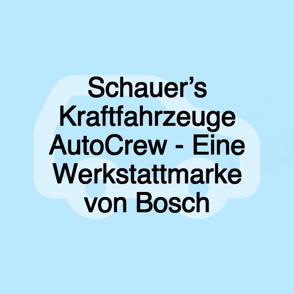 Schauer’s Kraftfahrzeuge AutoCrew - Eine Werkstattmarke von Bosch