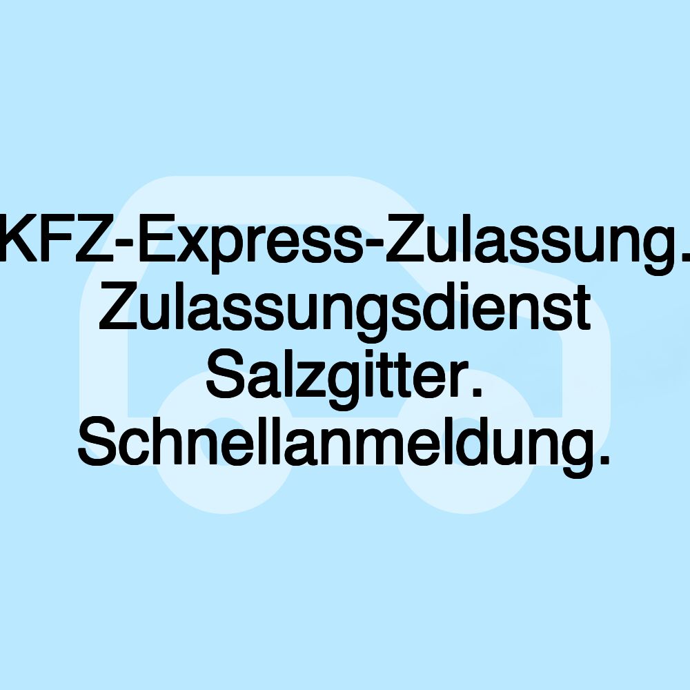 KFZ-Express-Zulassung. Zulassungsdienst Salzgitter. Schnellanmeldung.